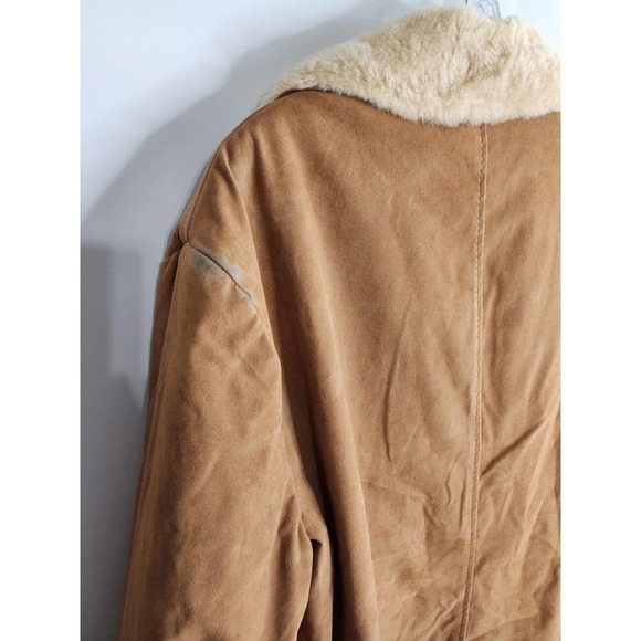 Vintage 1970s JC Penney Men's Faux Suede Sherpa Lined Western Coat Size 43 Snap - Picture 12 of 12